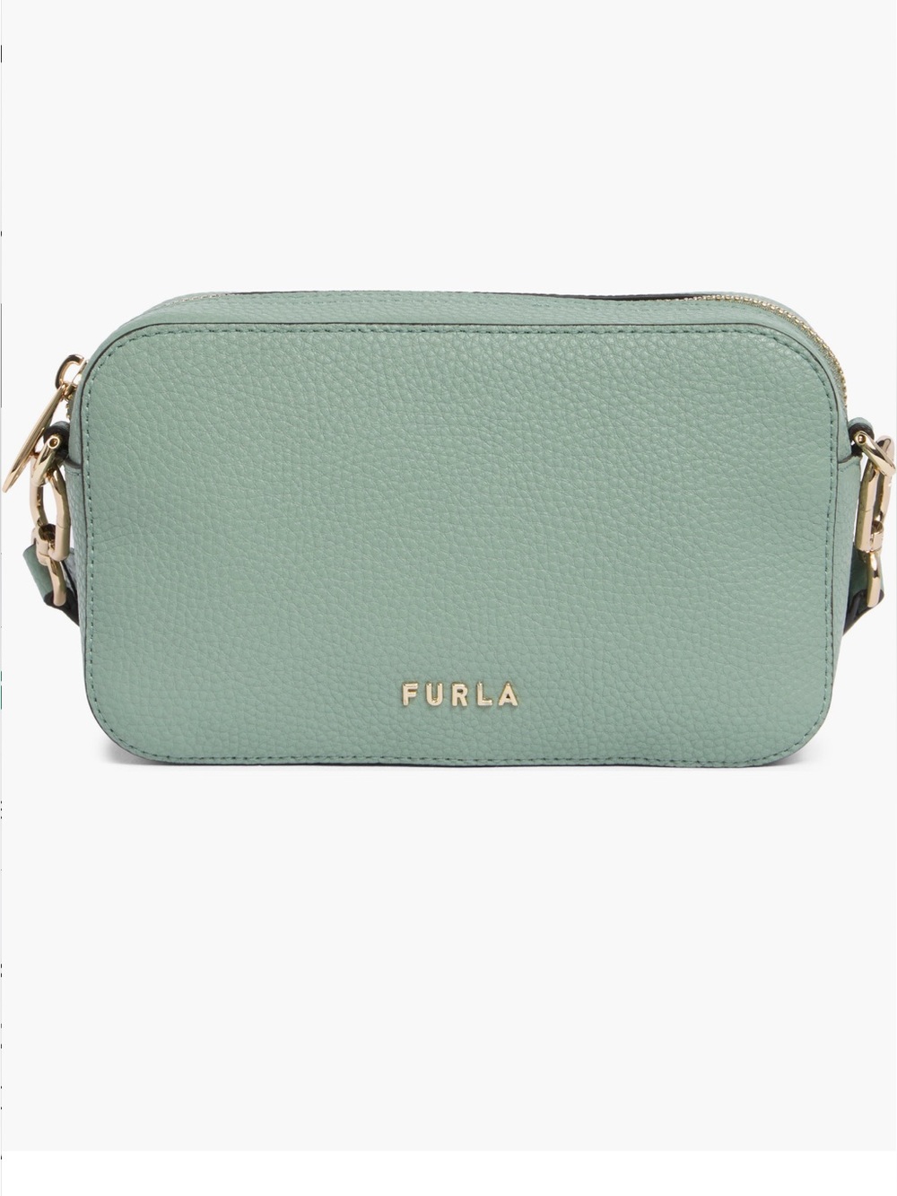 NWT Furla Petunia Camera Crossbody Bag in Mineral Green Leather